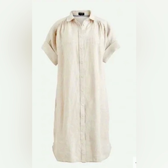 Baird McNutt Irish Linen Beige Shirt Dress for J Crew medium - Picture 1 of 6